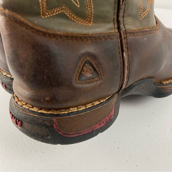 Rocky Kids 4M Long Range Western‎ Boot Brown/Green Leather Square Toe Farm Barn - Picture 10 of 13